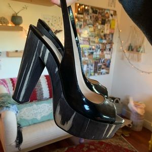 prada platform slingback black heels